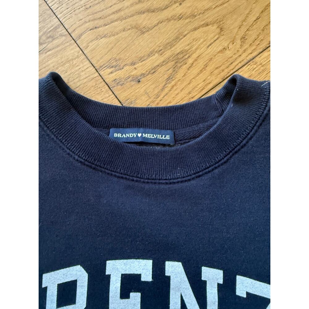 Brandy Melville Firenze Crest Sweatshirt Navy Blue Oversized Crewneck One Size - Picture 3 of 7